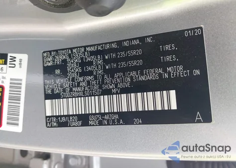 2020 Toyota Highlander Limited z USA, uszkodzony, nr VIN 5TDDZRBHXLS011507